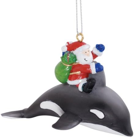 קייפ שור סנטה קלאוס רוכב על אורקה לוויתן למסירת מתנות קישוט לחג חג המולד