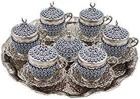 כוסות קפה אספרסו טורקיות באדנג, קריסטל, צבע זהב, כוסות קפה יווניות ערבית עות'מאנית, קומקום, יוור, סט של 6