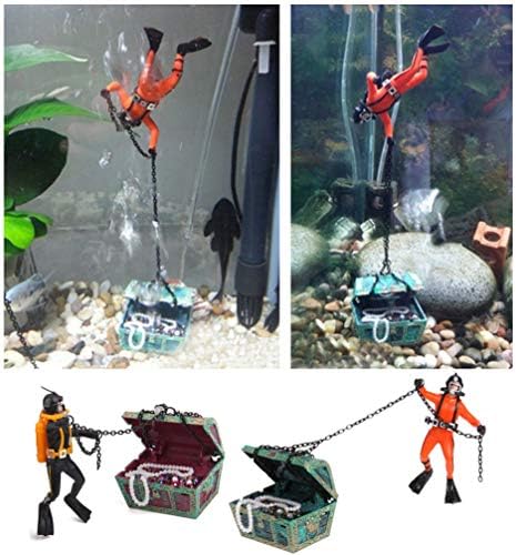 POPETPOP 2 PCS Action קישוט אקווריום - טנק דגים אוצר חזה צולל חזה אוצר, קישוטי מיכל דגים חיה -פעולה