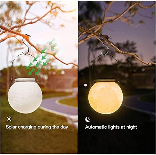 2 חבילות בלקוואן 4.7 אינץ 'מנורה ירח סולארית עיצוב גן עיצוב מים עמיד למים פנסים חיצוניים עם