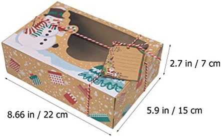 3 יחידות קראפט נייר קופסות חג המולד סוכריות אחסון קופסות חלון ביסקוויט קופסות בית תפאורה לחגיגת המפלגה