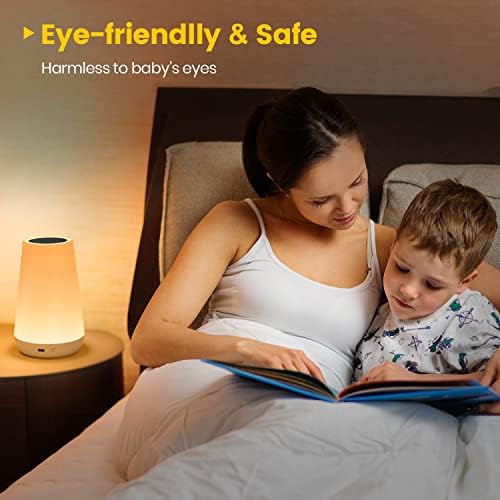מנורת מגע, נייד ניתן לעמעום שולחן ליד מיטת מנורות עבור שינה עם מהיר טעינת נמל, 5 רמת חם לבן אור & מגבר;
