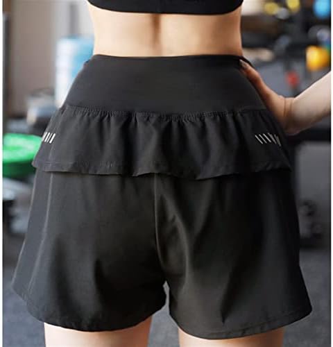 מכנסי ספורט מקצרים של MHYFC מכנסי יוגה רופפים של נשים מכנסי כושר מותניים גבוהים מכנסיים יבש מהיר