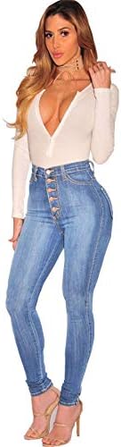 מכנסי ג'ינס רזים עם מותניים גבוהות ומותניים עם מכנסי ג'ינס נמתחים עם מכנסי כפתור רוכסן עם מכנסי רוכסן עם מכנסי