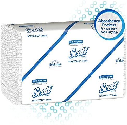 Scott® Scottfold ™ מגבות נייר מרובות-כפות של 1 שכבות, 9 2/5 x 12 2/5, לבן, 175 גיליונות לשרוול, 25