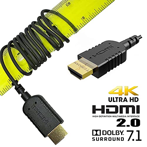כבל HDMI דק במיוחד, כבל HDMI דק קיצוני, כבל HDMI 2.0 4K גמיש וקצר, כבלים HDMI דקים ביותר תומך בתלת מימד,