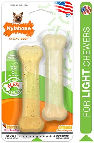 Nylabone flexichew עצם עצם צעצועי לעיסה Flexi עוף X-SMALL/Petite