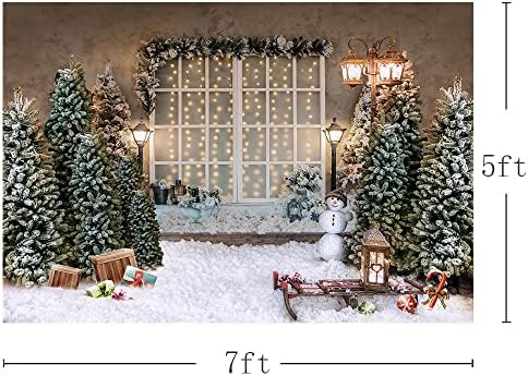 Mehofond 7x5ft צילום חג שמח רקע רקע עץ חג המולד חלון חלון שלג