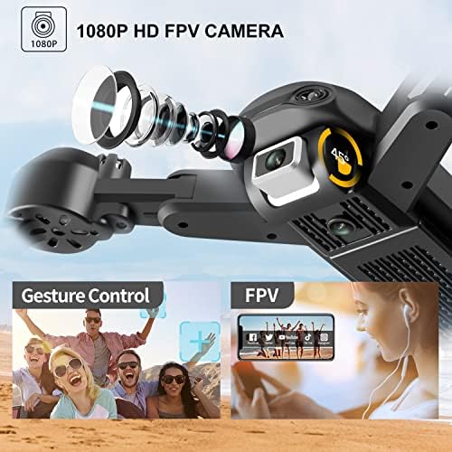 מזלט עם מצלמה לילדים, FPV 1080p מצלמה מצלמה למבוגרים מתחילים מתחילים, מיני RC Quadcopter צעצועים, אחיזת