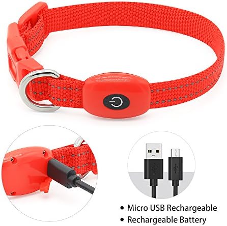 Vizpet LED CAT צווארון כלבים USB נטען ו- XS גודל מתכוונן צווארון ניילון צווארון בטיחות בהיר