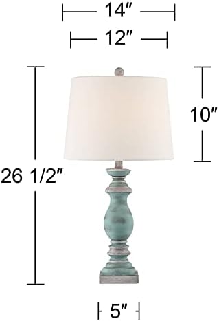 ריג 'נסי היל פטסי המדינה קוטג' שולחן מנורות 26.5 גבוהה סט של 2 עם שולחן למעלה עמעמים כחול אפור שטף לבן בד תוף