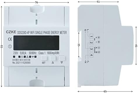 MGTCAR שלב יחיד 220V 50/60Hz 65A DIN מסילה WiFi חכם מד אנרגיה צג צג KWH Meter Wattmeter
