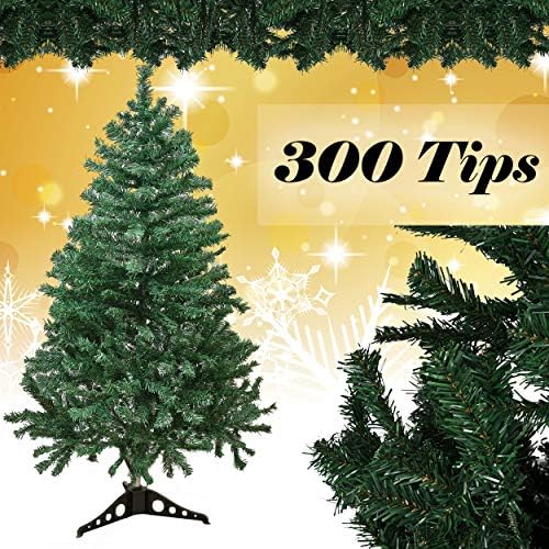 תמצית חג 4 עץ חג המולד של 4 רגל, 300 טיפים עץ אורן קנדי ​​ירוק מלאכותי, לא מוערך צירים בגובה 4 מטר, בסיס PVC