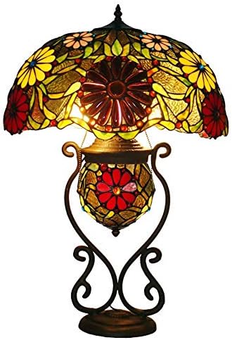 מנורת שולחן בסגנון טיפאני כפרי 18 מנורה של חדר שינה גן אירופאי חמניות מנורה שולחן טיפאני מנורת סלון