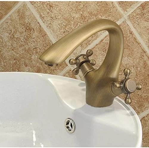 פליז עתיק כפול מטפל בחדר אמבטיה סיפון חור יחיד