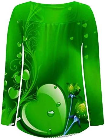 Pimoxv ירוק סנט פטריקס חולצות יום נשים קפלים מחבוא בטן טוניקת בטן ללבוש עם חותלות שרוול ארוך חולצת הנלי