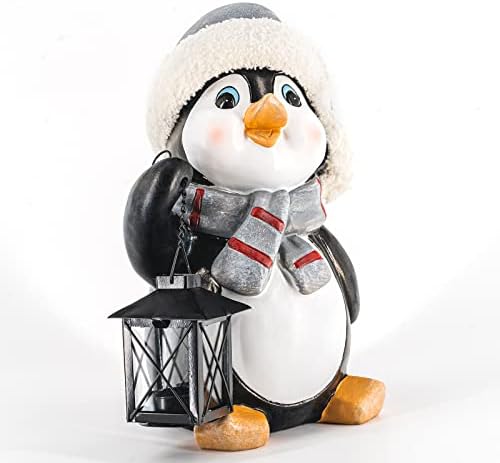 מתנות פינגווין אודנספ, פסל חג המולד עם עיצוב פנס מתכת, עיצוב חג אטום למים בעבודת יד לאוהבי פינגווין