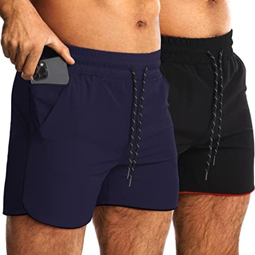 ירפונה גברים של 2 חבילה מכנסיים כושר אימון מהיר יבש מכנסיים אימון ריצה אתלטי קצר עם רוכסן כיסים