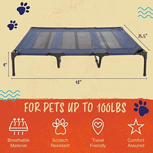 מיטת כלבים מוגבהת-48 על 35.5 מיטה ניידת לחיות מחמד עם רגליים מונעות החלקה - מיטת כלב פנימית /