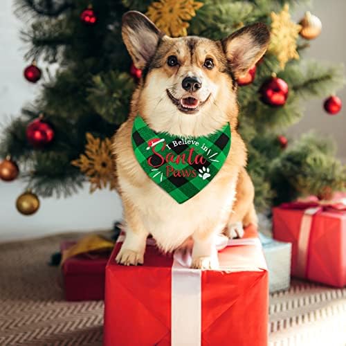 יוצ ' י חג המולד כלב בנדנה, קלאסי משובץ רקום לחיות מחמד בנדנה, חג כותנה רחיץ כלב משולש ליקוק צעיף,