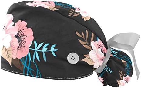 2 חבילות כובע עבודה של נשים עם כפתורים סרט עניבת סרט אחורי ציפור עוף החול וכיסויי שיער ארוכים