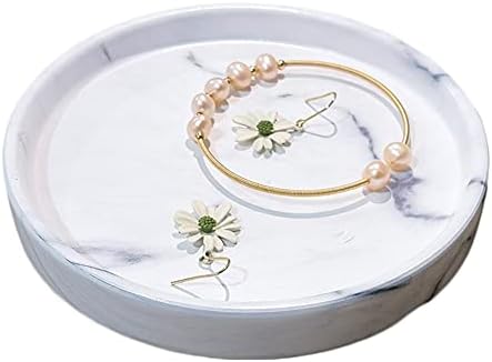 תכשיטים עגולים אלגנטיים עגולים תכשיטים מחזיק מפתח, מארגן אמבטיה של מגש יהירות לבן לבושם סבון