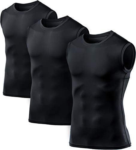 Athlio 3 חבילה חולצות אימון ללא שרוולים לגברים, חולצות ניתוק דחיסה בכושר יבש, גופיית שכבת בסיס אתלטית