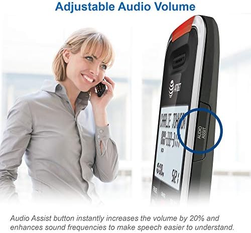 AT&T BL102 DECT 6.0 טלפון אלחוטי לבית עם מכונה מענה, חסימת שיחות, קריין מזהה מתקשר, AUDIO ASSIST, Intercom,