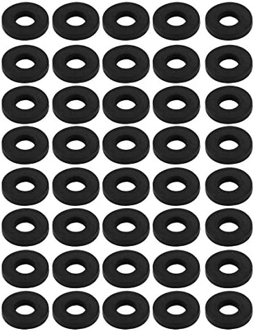 UXCell 40pcs גומי שחור עגול מכונת כביסה שטוחה גודל מגוון 6x14x2.5 ממ מכונת כביסה שטוחה לצינור מי צינור