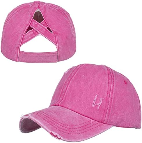 Toptie Tie Dye Poantail Capball Cap לנשים Criss Cross Cross Hign Bun Dye Poantail Hat