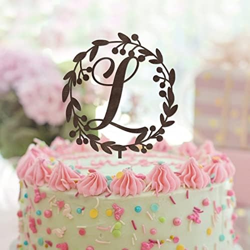 מכתב שחור אקרילי L עוגה טופר לחתונה פרחוני בוטני פרחוני לקישוטים למסיבות יום הולדת זר מתנות מעורבות