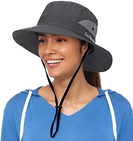 כובעי שמש של נשים רחבים שוליים כובעי קוקו כובעי חוף קיץ לנשים כובעי ספארי מתקפלים UPF50+