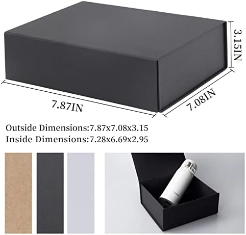 5 חבילה של קופסת מתנה שחורה, 7.8x7x3.1 אינץ 'קופסאות מתנה עם מכסים, קופסת מתנה ליום האהבה,