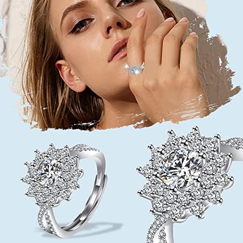 טבעות נשים טבעת מויסניט טבעת פתוחה טבעת יהלום מדומה מתכווננת לטבעות אירוסין של חברות תכשיטים טבעות