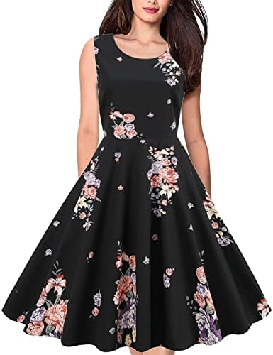 אביב שמלות לנשים 2023 ג ' וניורס מקרית צווארון עגול שרוולים בציר הדפסת גדול נדנדה שמלת שאגי