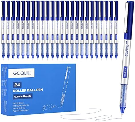 ג 'י-סי קוויל רולרבול עטים-24 יחידות כחול נוזלי דיו עט-0.5 מ מ רולרבול עט לכתיבה, רישום הערות, יומן ג' י-אר-בי-בל24