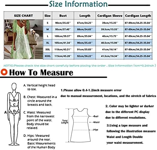 Kuaileya שמלה דו -חלקית ומערכת קרדיגן לנשים נשים וינטג 'פרחוני שמלה באורך ברך ללא שרוולים 2 חתיכות סט נשים
