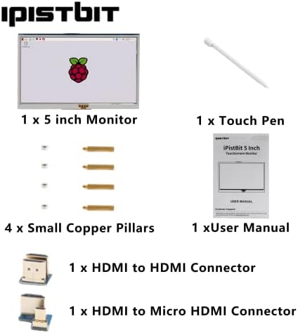 IPISTBIT Raspberry Pi צג מסך מגע 5 אינץ 'מסך HDMI תצוגת מסך 800x480 תואם לפטל PI 4 3B+ 3B 2B BB BB BANANA