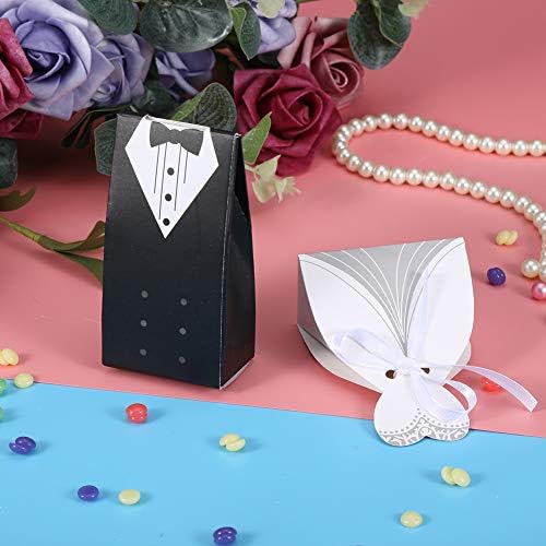 Aunmas 100 יחידות קופסאות ממתקים רומנטיים לחתונה, קופסאות ממתקים, צורת כלה צורה דקורטיבית קופסת סוכר טקס חתונה
