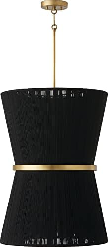 תאורת הון 541261kp Cecilia Art Deco Dece Luxe עטוף יד חבל שחור מתקן תאורה מבואה, 6 אור 360 וואט סהכ, 28 H