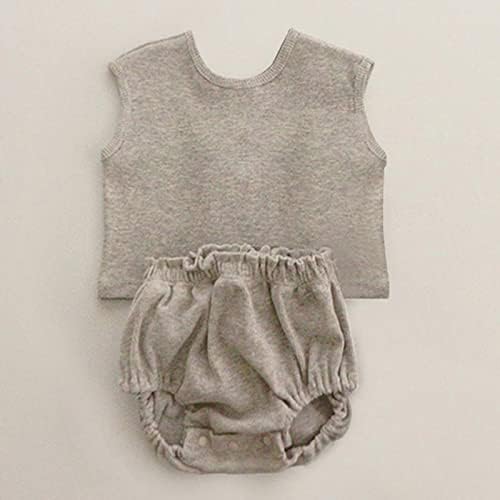 יילוד ילדה בגדי יילוד תינוקות תינוק בנות בני קיץ סתיו מוצק כותנה ללא שרוולים חולצות מכנסיים קצרים