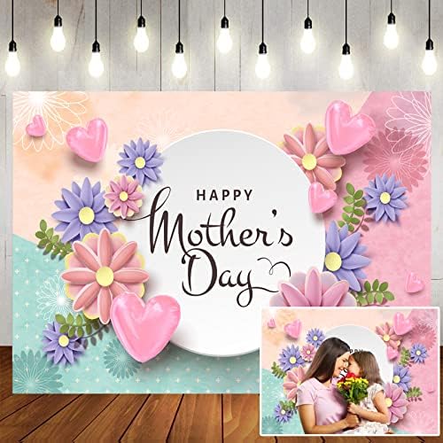 8 * 6 רגל שמח אמא של יום תפאורות אמא של יום אהבת לב נייר פרחי צילום רקע אמא של יום סגול וורוד פרחים