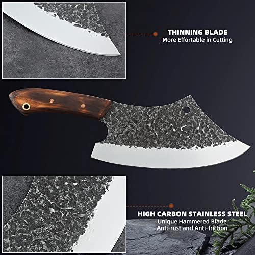 וויסקי בעבודת יד מזויף בשר קליבר סכין עבור בשר חיתוך שף סכין עם ארגונומי ידית גבוהה פחמן נירוסטה
