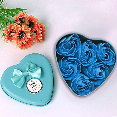 6 יחידות לב ריחני אמבט גוף עלה כותרת עלה פרח סבון חתונה קישוט מתנה כחול