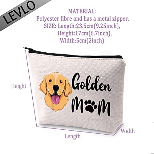 Levlo Golden Mom Itup תיקי גולדן רטריבר אמא כלב כלב איפור איפור שקיות חובב כלבים מתנה לגולדן רטריבר