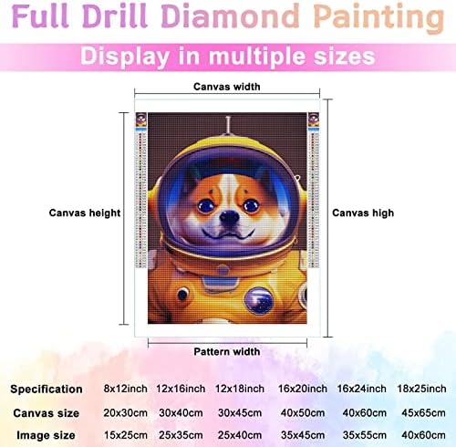 ערכות ציור יהלומים למבוגרים 5D ערכות מספר יהלומים DIY עם מקדחה מלאה קריסטל ריינסטון כלב יהלום ציורי רקמה אסטרונאוט
