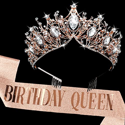 יום הולדת מלכת אבנט & קריסטל טיארה סט יום הולדת עלה זהב טיארה וכתרים לנשים יום הולדת אבנט עבור בנות יום הולדת