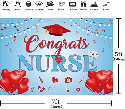 מזל טוב אחות רקע 7 על 5 רגל אדום וכחול תודה לך אחות צילום רקע גראד של 2023 בוגר בית הספר לרפואה מסיבת נשף קישוט