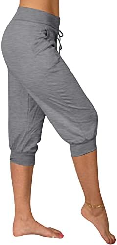 מכנסי Beuu Capri לנשים מזדמנים רזים מתאימים מכנסי מטען קצוצים מכנסיים מטיילים מטיילים מטיילים מכנסי