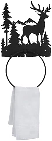 איילים מגבת טבעת לאמבטיה מט שחור יד מגבת מחזיק חומרת בקתת מגבת טבעת כפרי אמבטיה מגבת מחזיקי קיר